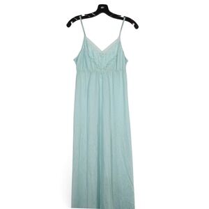 VTG HENSON KICKERNICK Blue NYLON Sheer Lace Bodice LOUNGE NIGHTGOWN Sz 34